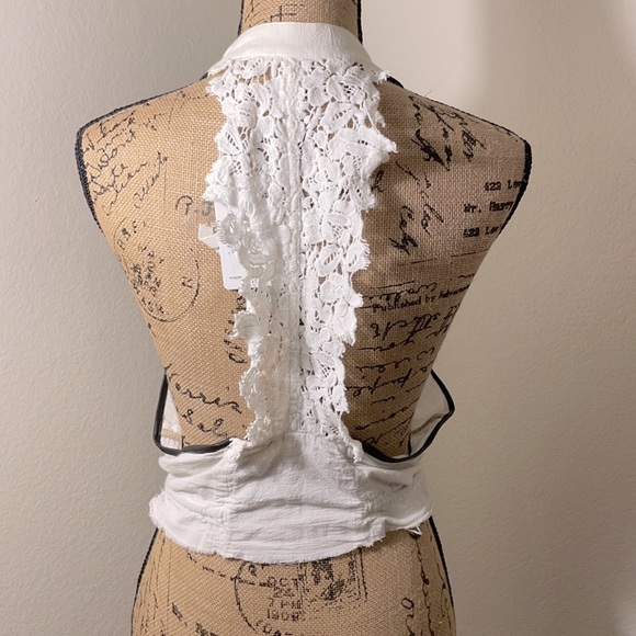 Free People Leather and Lace Boho Vest - Picture 3 of 15